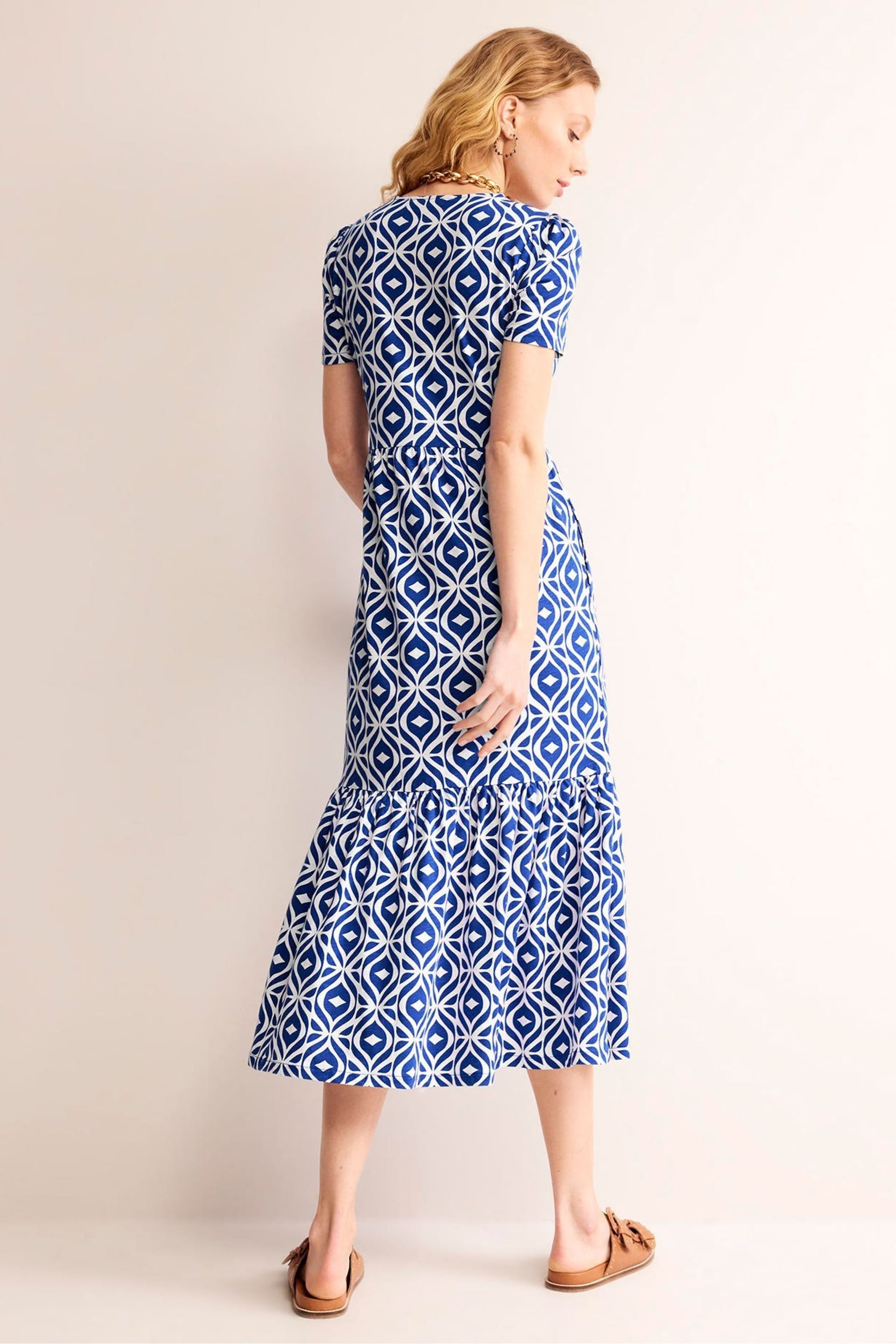 Boden Blue Emma Tiered Jersey Midi Dress - Image 4 of 6