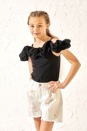 Angel & Rocket Black Ruffle Carrie Jersey Top - Image 2 of 6