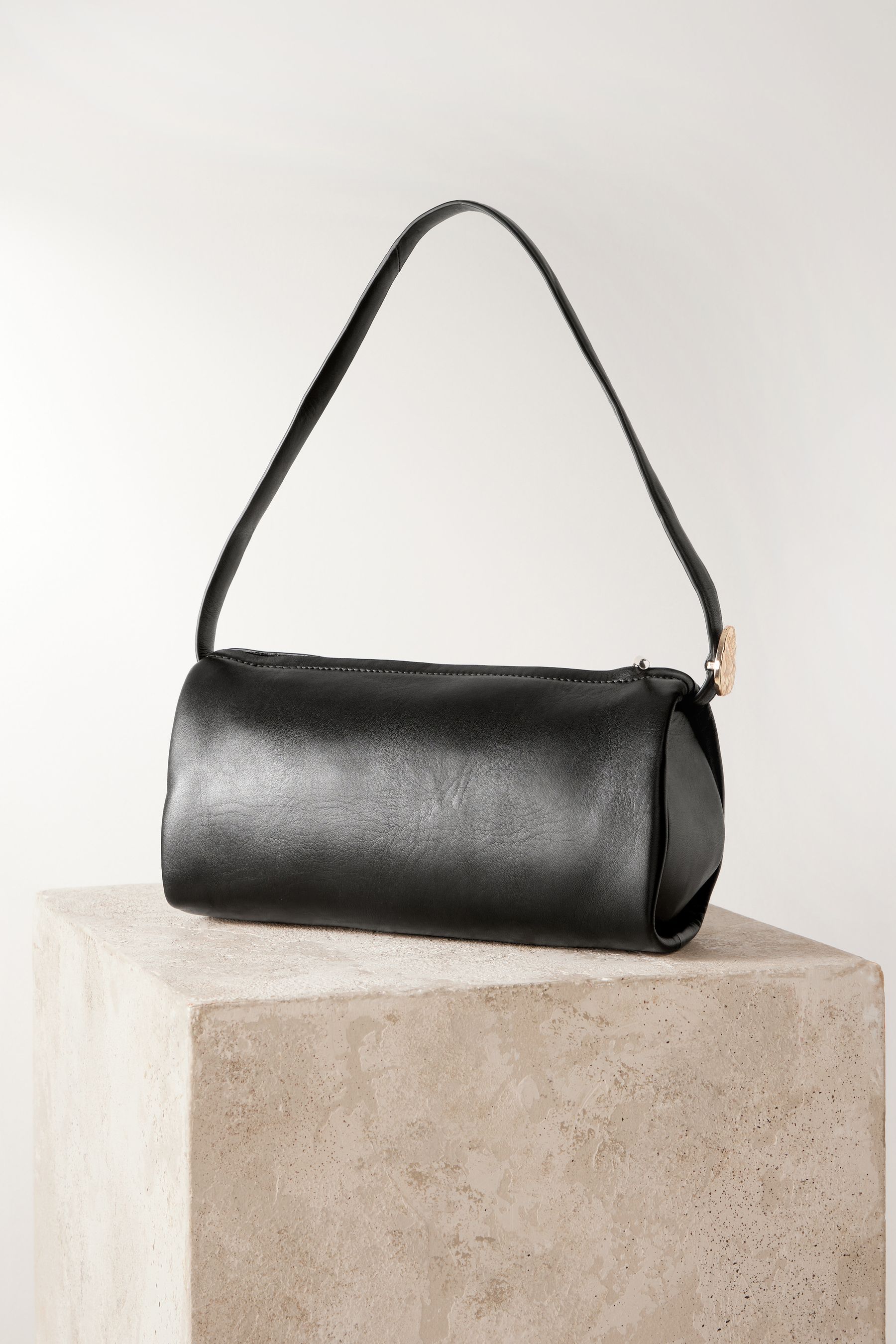 NEXT Black Leather Barrel Shoulder Bag one Womens