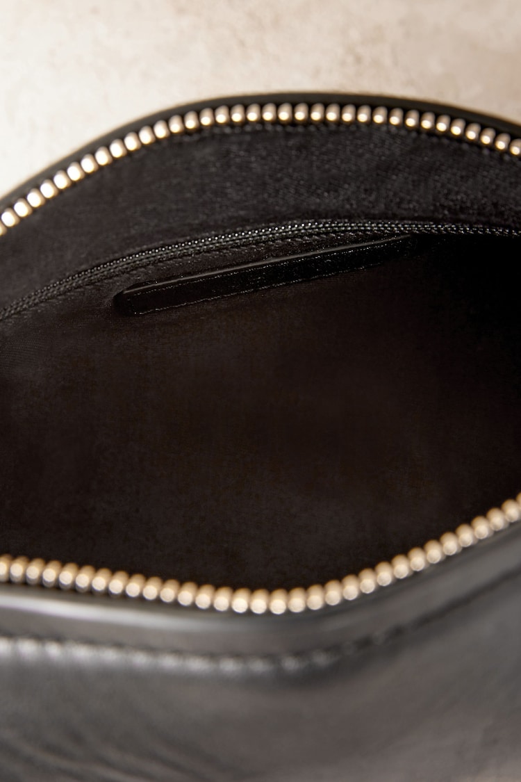 Black Leather Barrel Shoulder Bag - Image 8 of 8