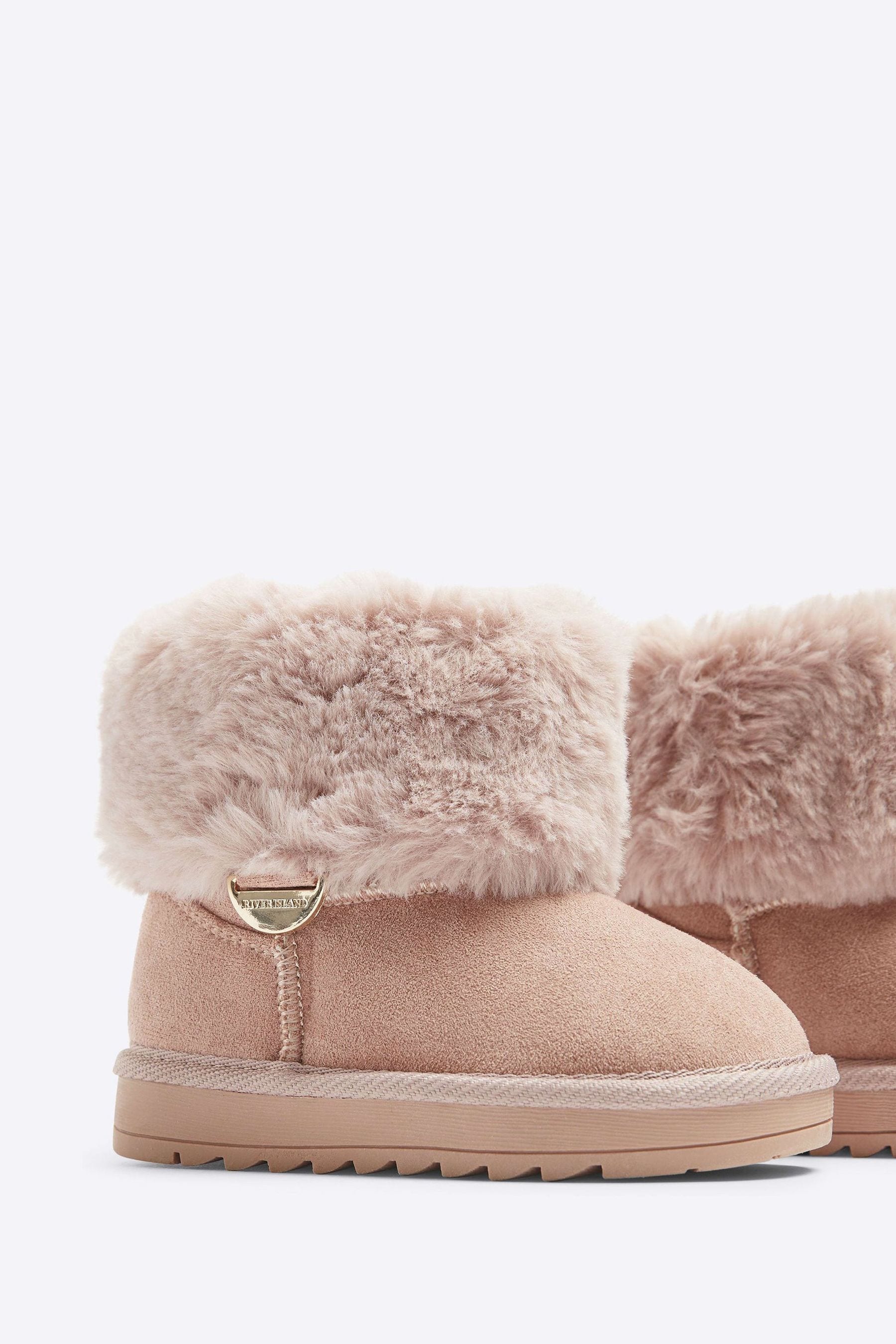 Buy River Island Pink Girls Suedette Faux Fur Lined Boots from Next Belgium
