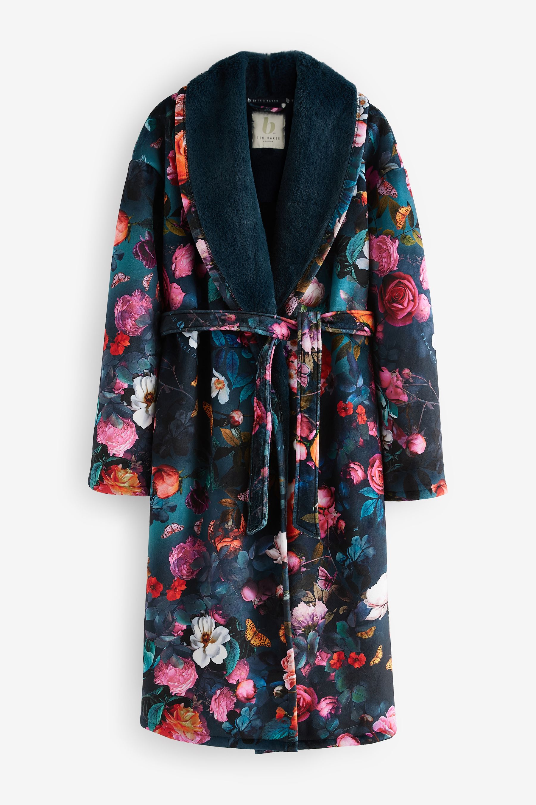 Buy B by Ted Baker Teal Blue Faux Fur Lined Floral Robe from the Next UK online shop