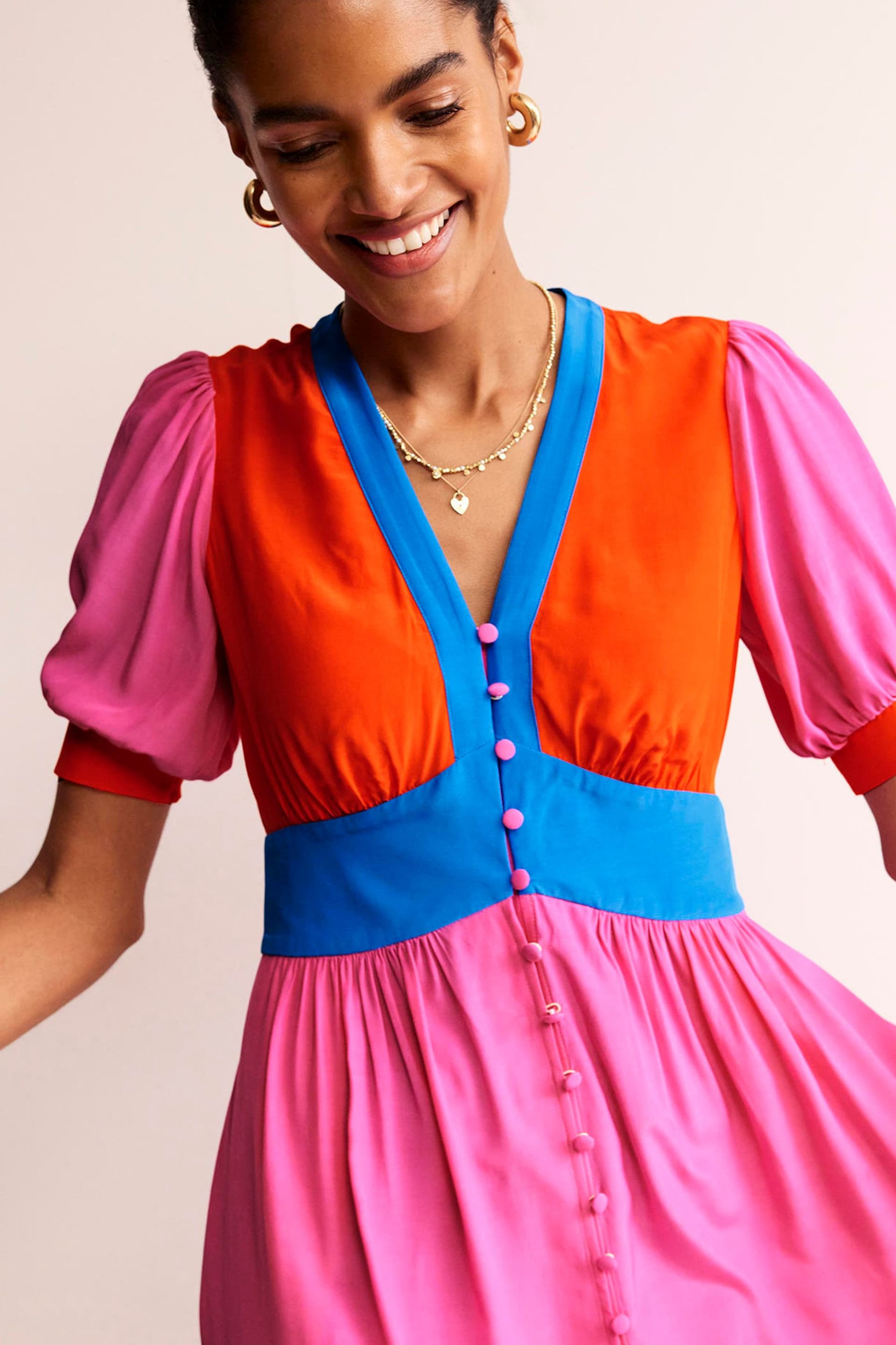Boden Pink Elsa Midi Tea Dress - Image 2 of 6