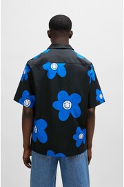 HUGO Blue Oversize Floral Graphic Print Shirt - Image 2 of 5
