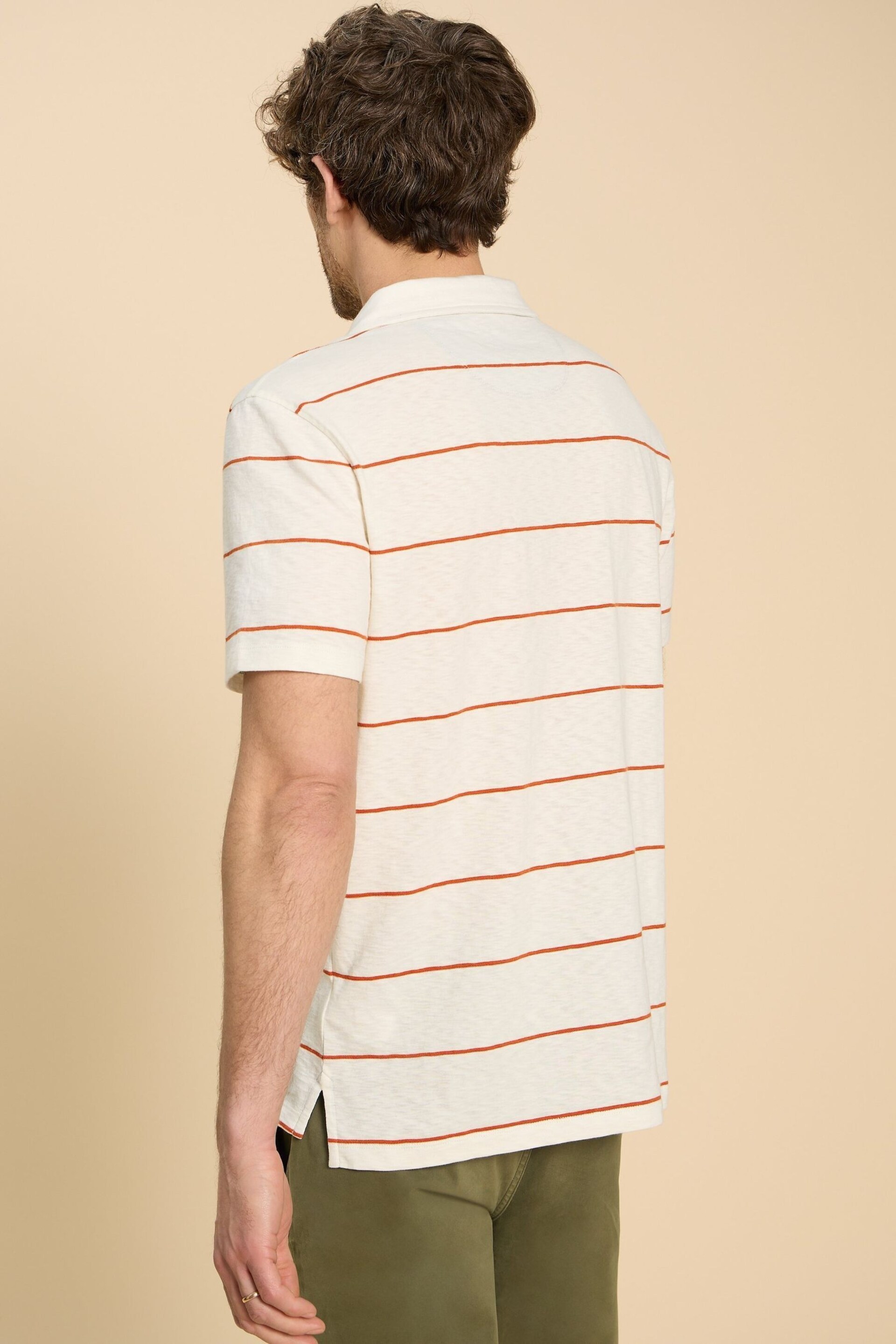 White Stuff Natural Jacquard Stripe Polo Shirt - Image 2 of 7