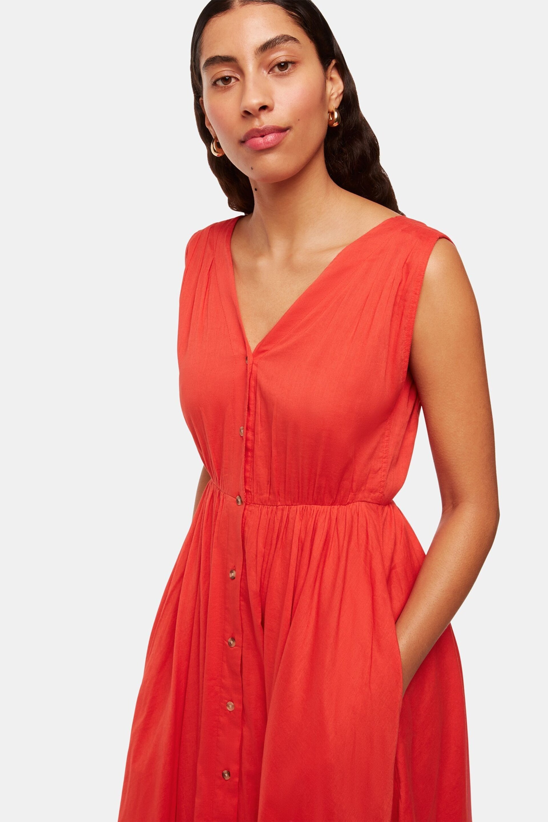 Whistles Red V-Neck Beach Dress - Image 3 of 4