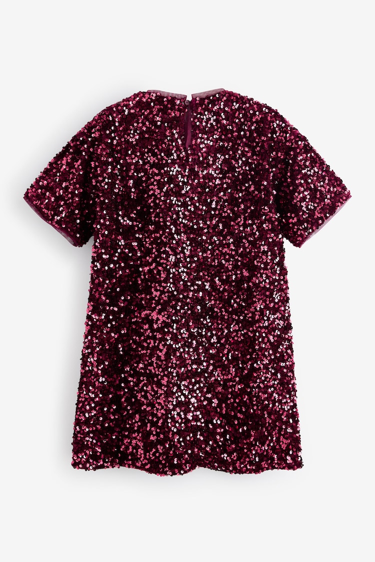 Berry Red Velour Sequin Party Dress (3-16yrs) - Image 6 of 6