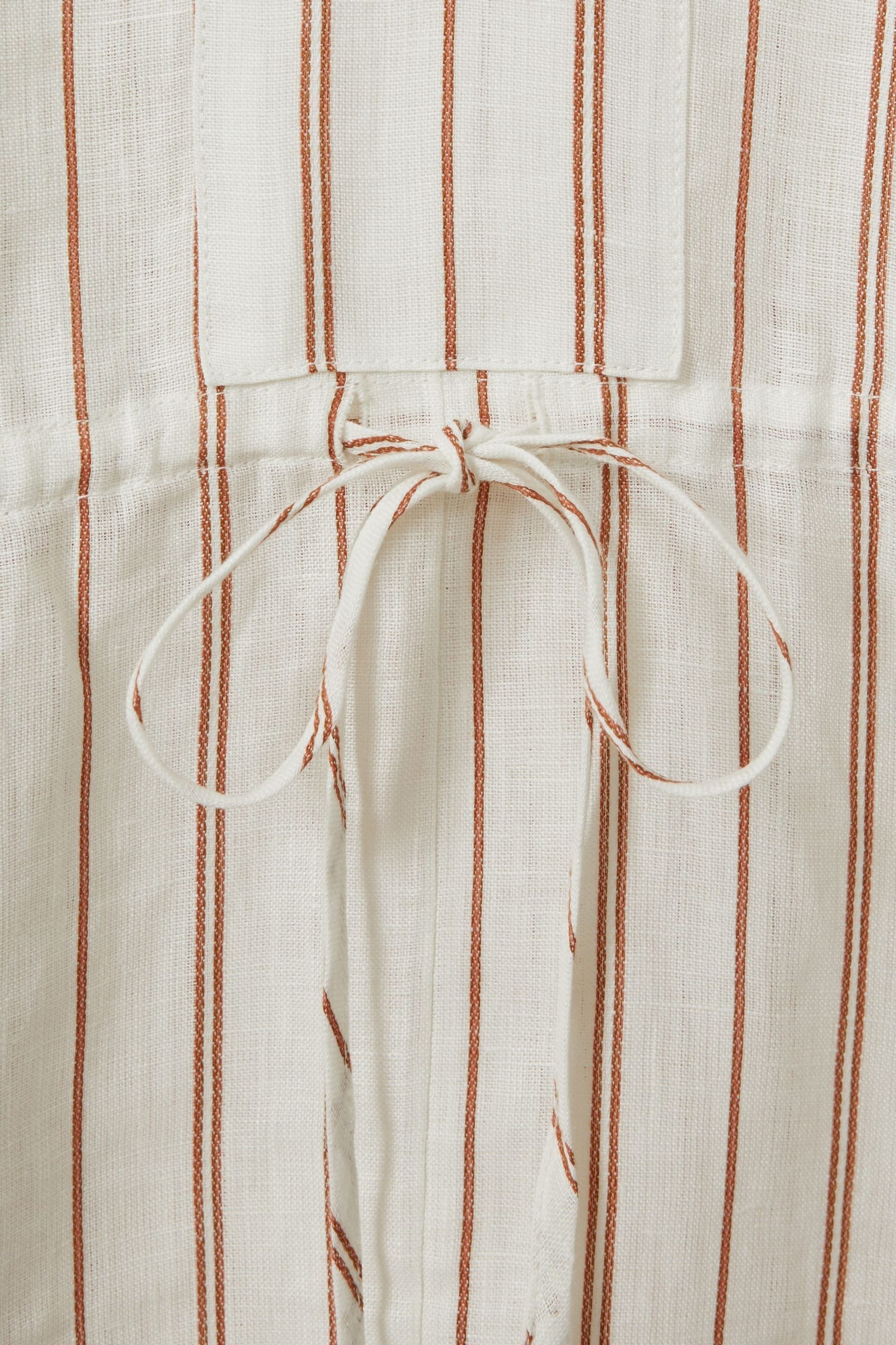 Reiss Cream/Brown Romy Linen-Cotton Striped Kaftan - Image 4 of 4