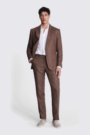 MOSS Brown Tailored Fit Copper Linen Jacket - Image 3 of 4