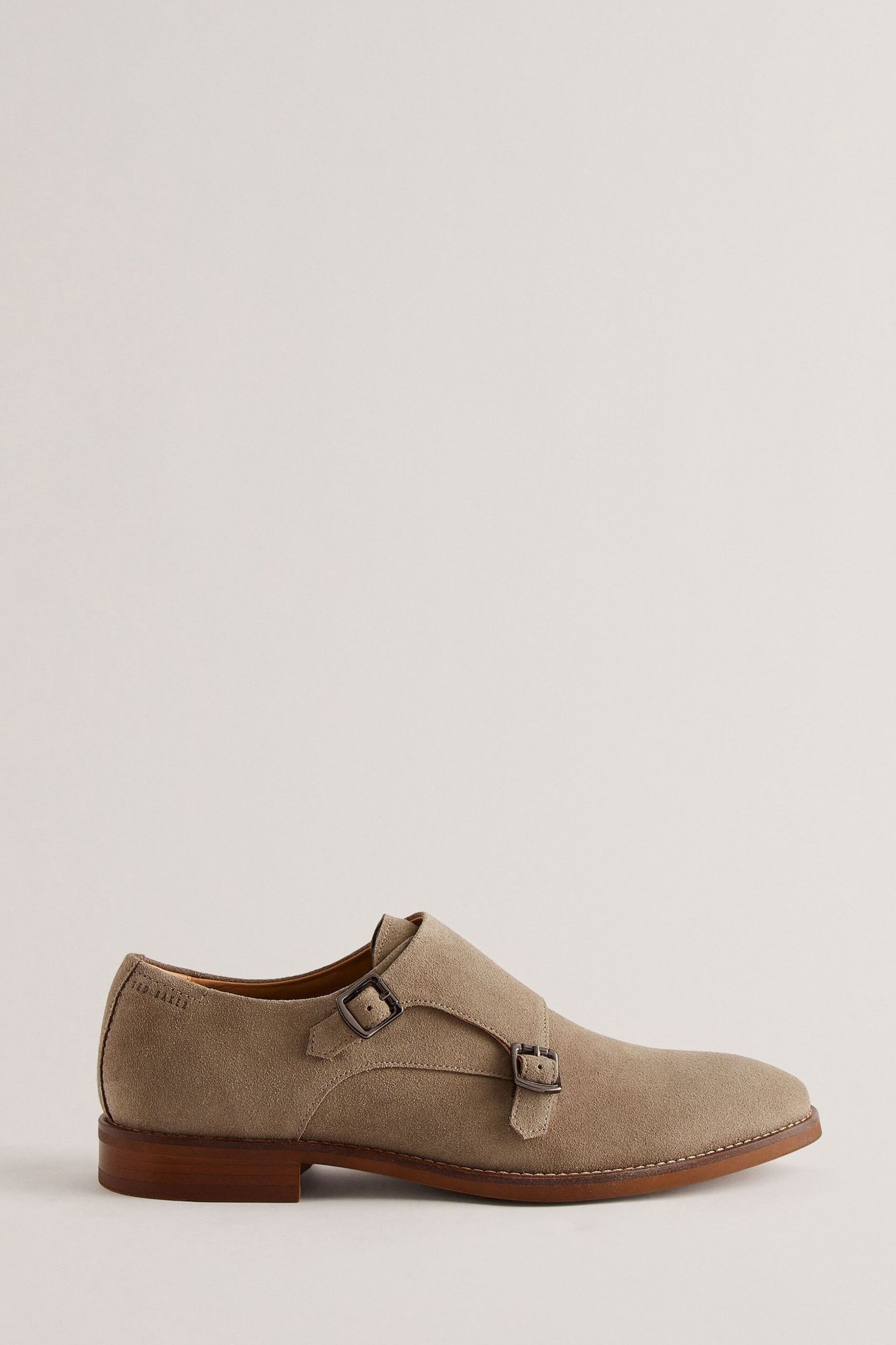 Ted Baker Brown Bromly Leather Suede Monk Strap Shoes - Image 1 of 5