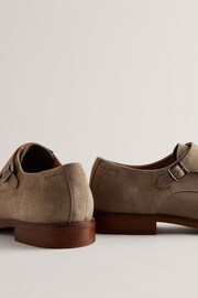 Ted Baker Brown Bromly Leather Suede Monk Strap Shoes - Image 4 of 5