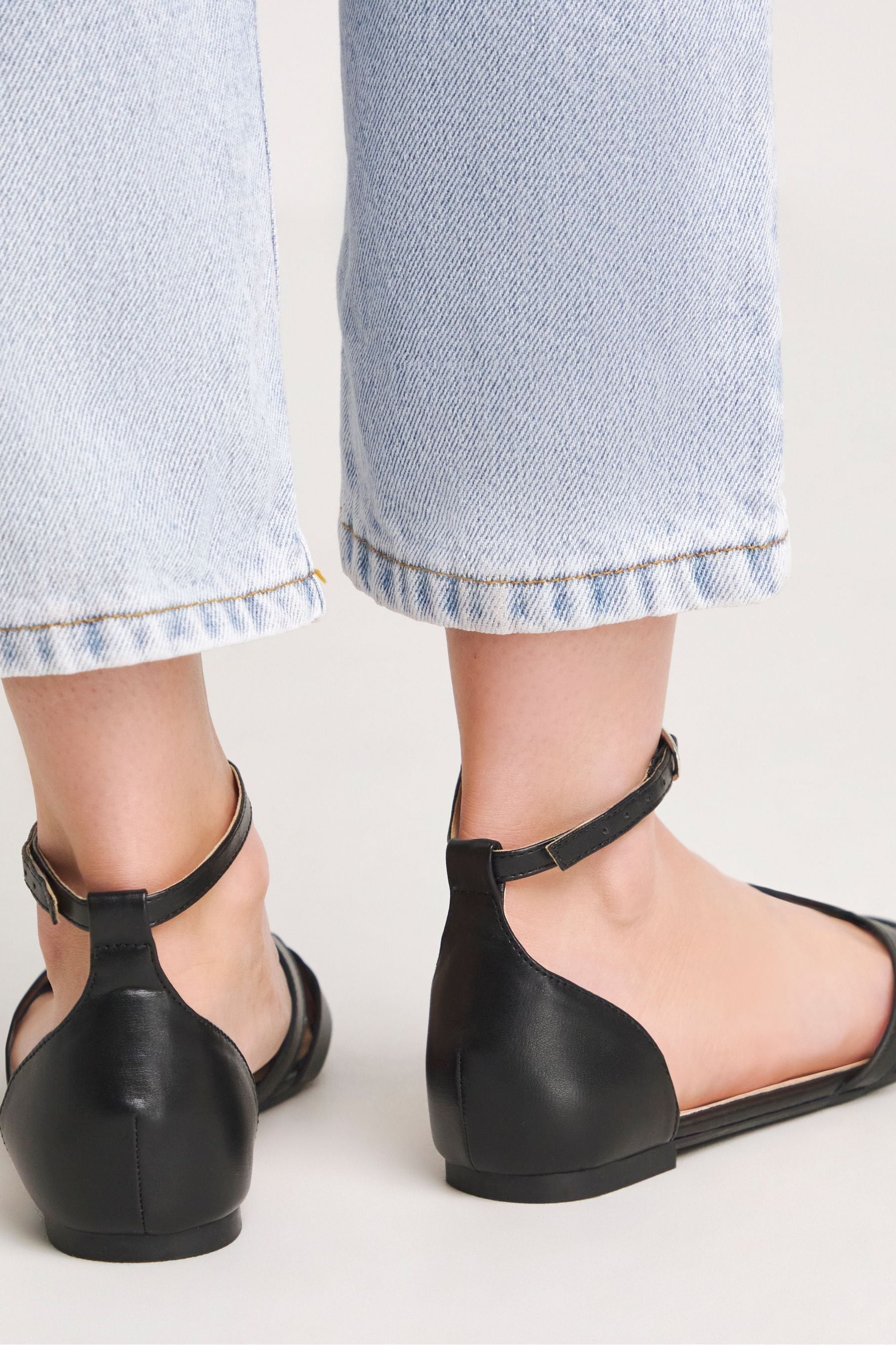 Buy Simply Be Black Extra Wide Fit Laser Cut Out Peep Toe Ballerinas from Next Luxembourg