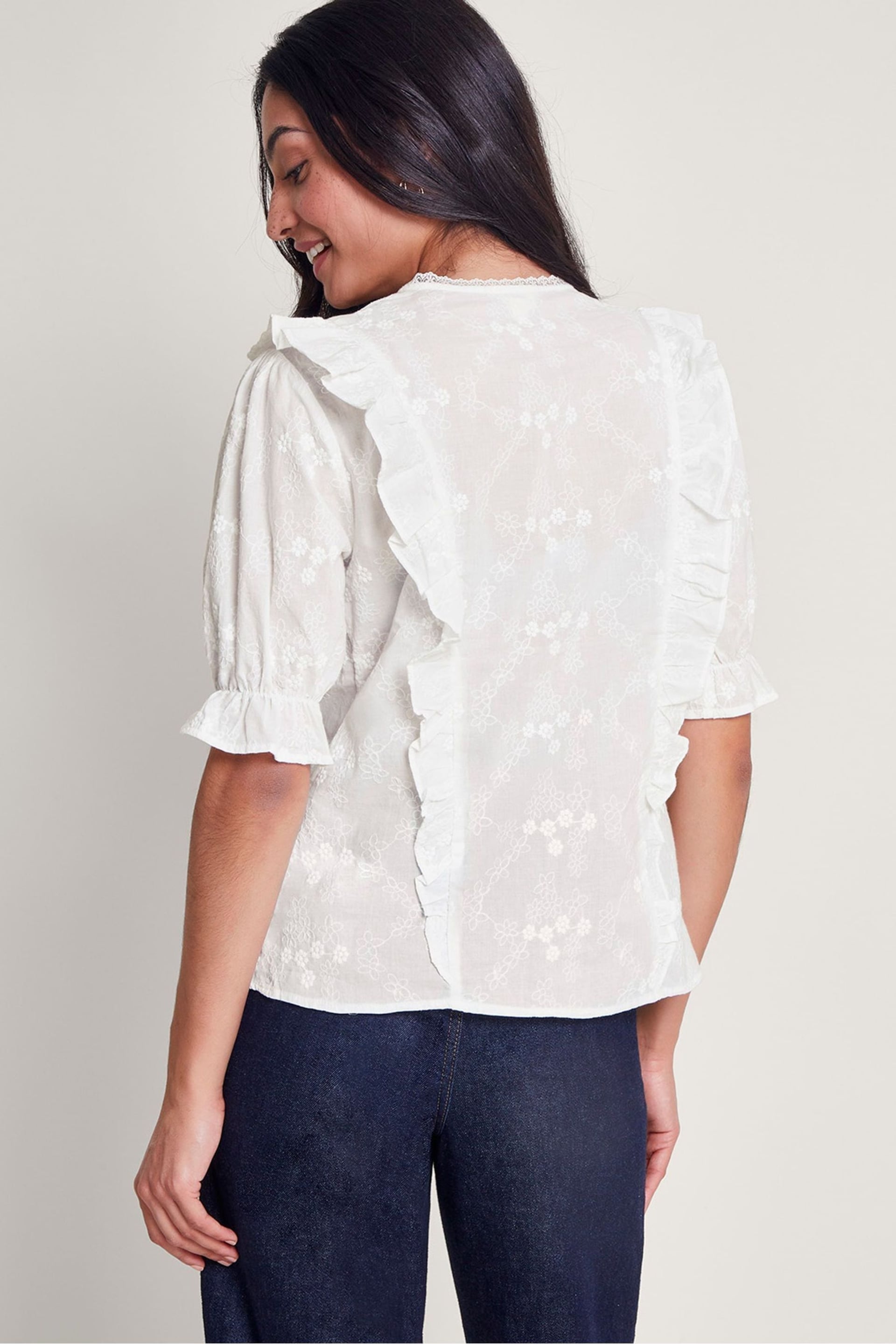 Monsoon White Embroidered Iris Blouse - Image 2 of 5