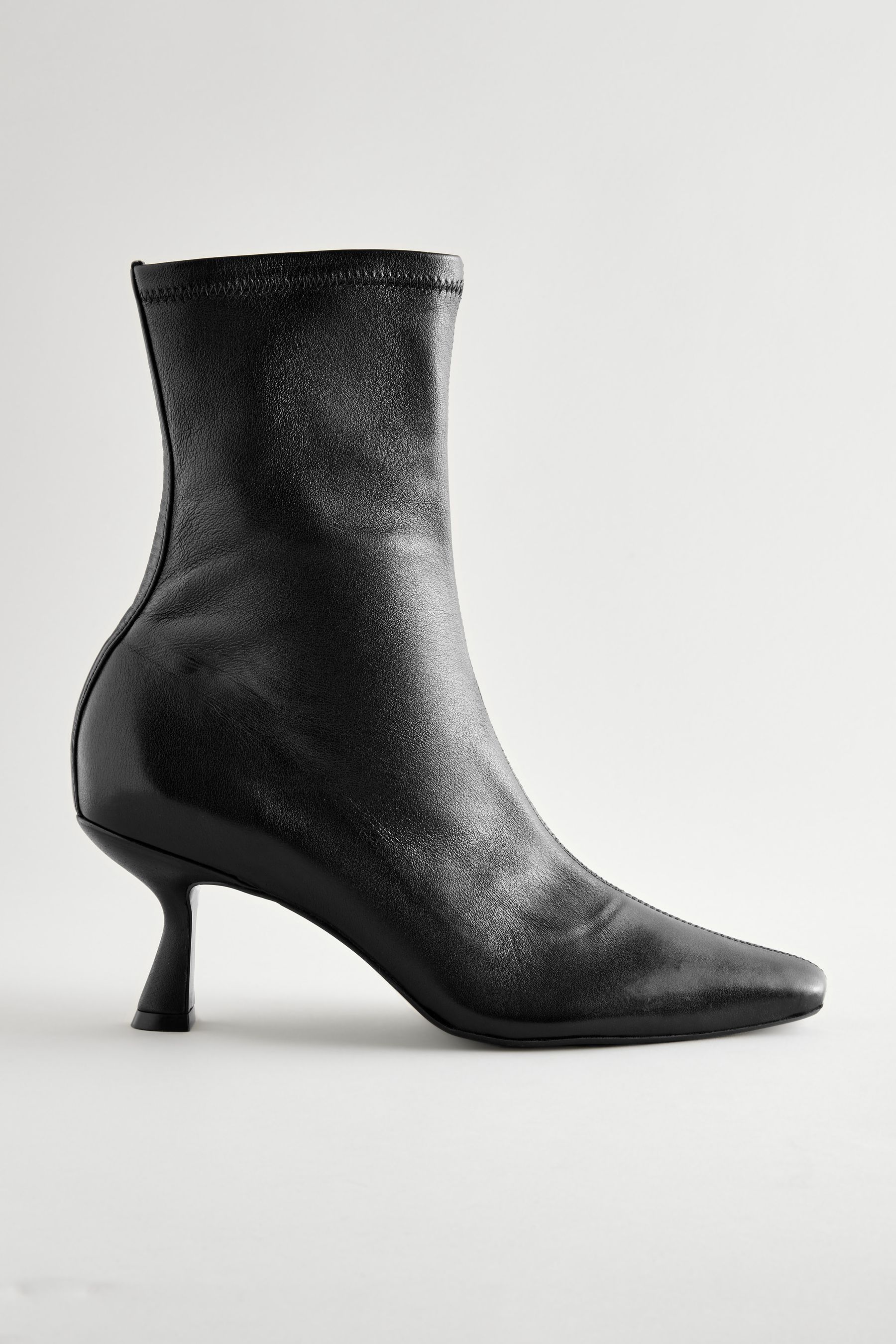 Black Leather Premium Ankle Sock Boots