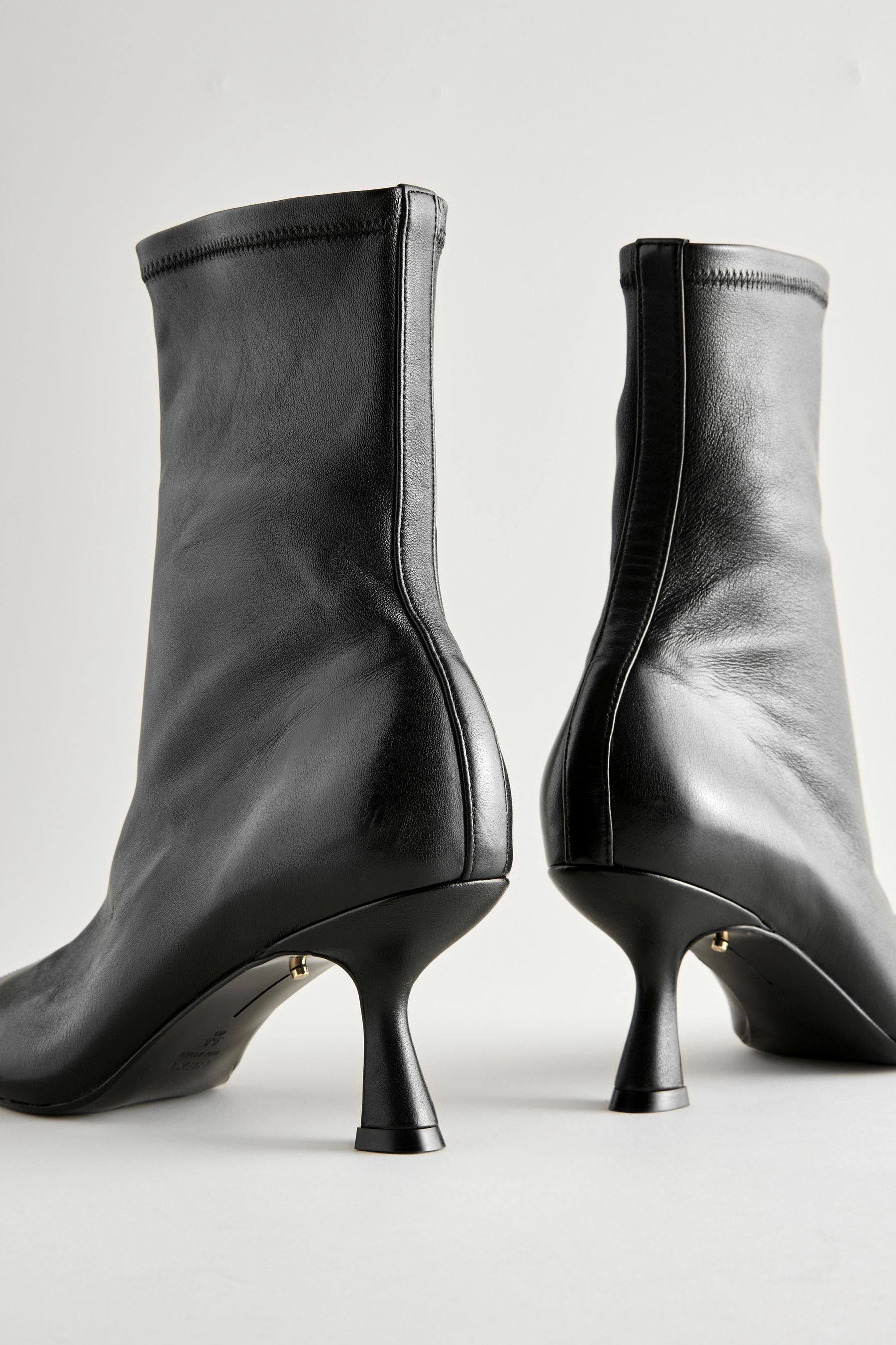 Black Leather Premium Ankle Sock Boots