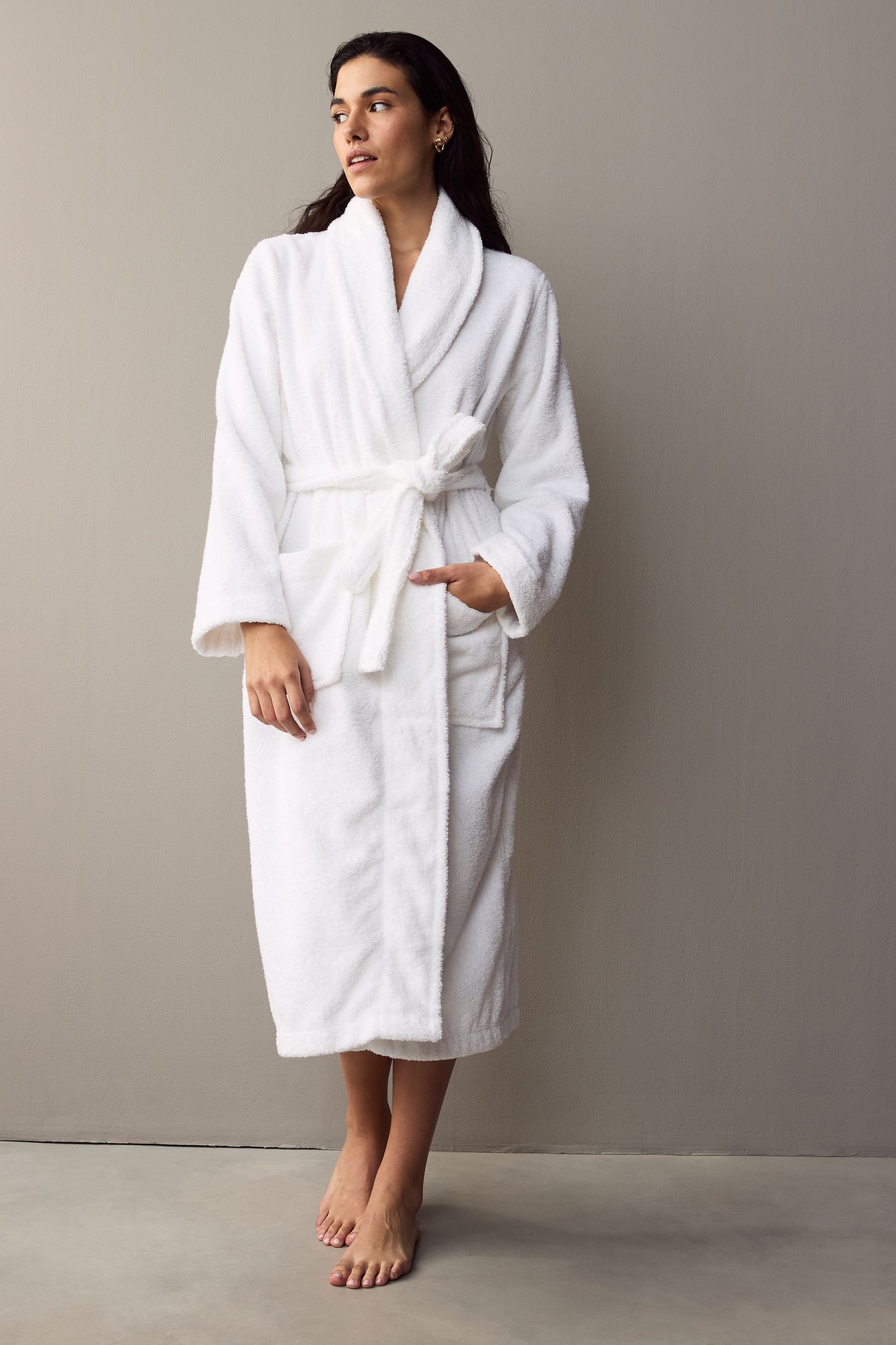 Buy White 100 Cotton Towelling Dressing Gown from Next Luxembourg