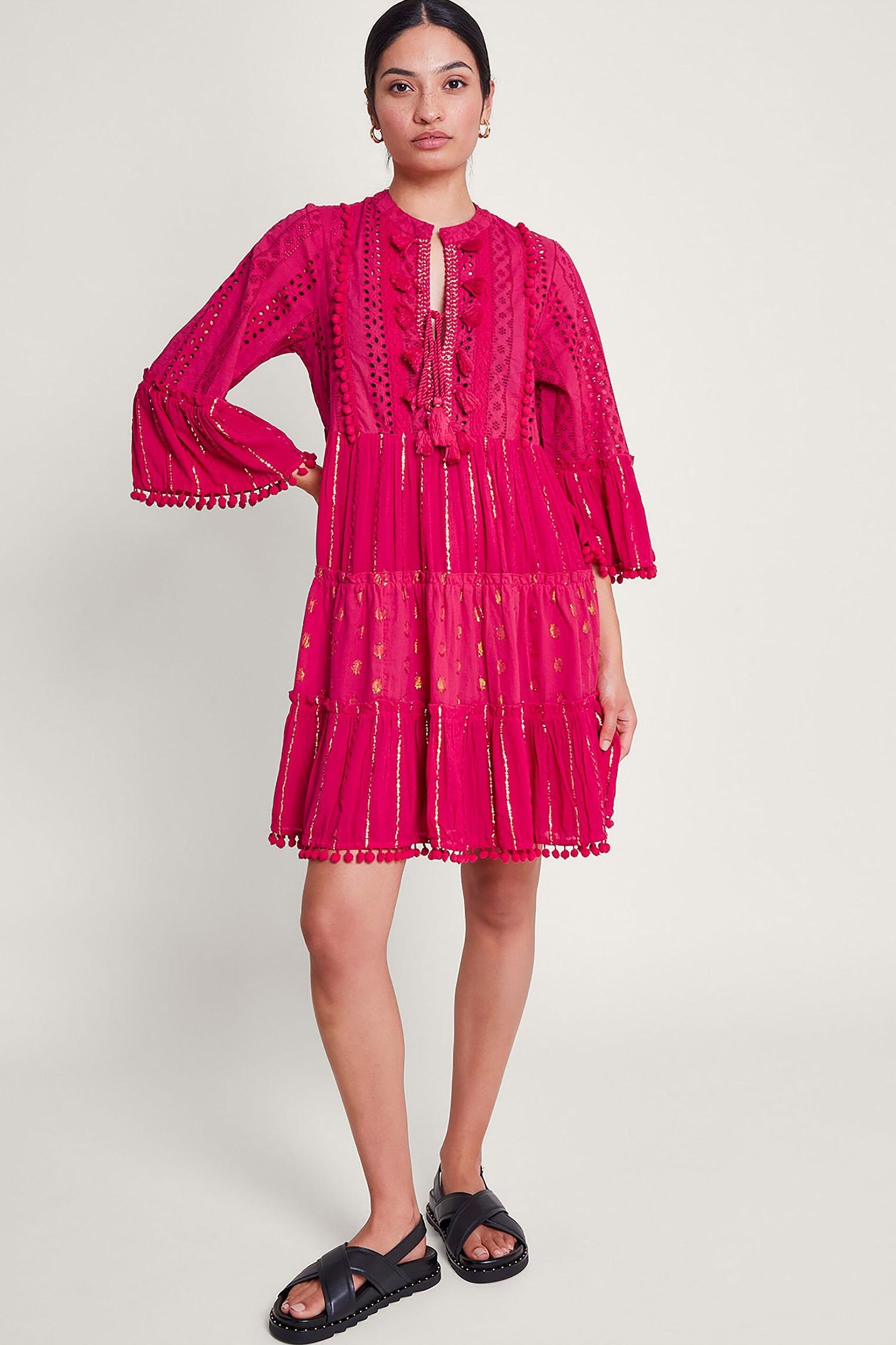 Monsoon Pink Sidney Metallic Kaftan - Image 1 of 5