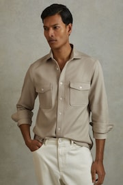 Reiss Stone Arlo Cotton Canvas Overshirt - Image 1 of 5