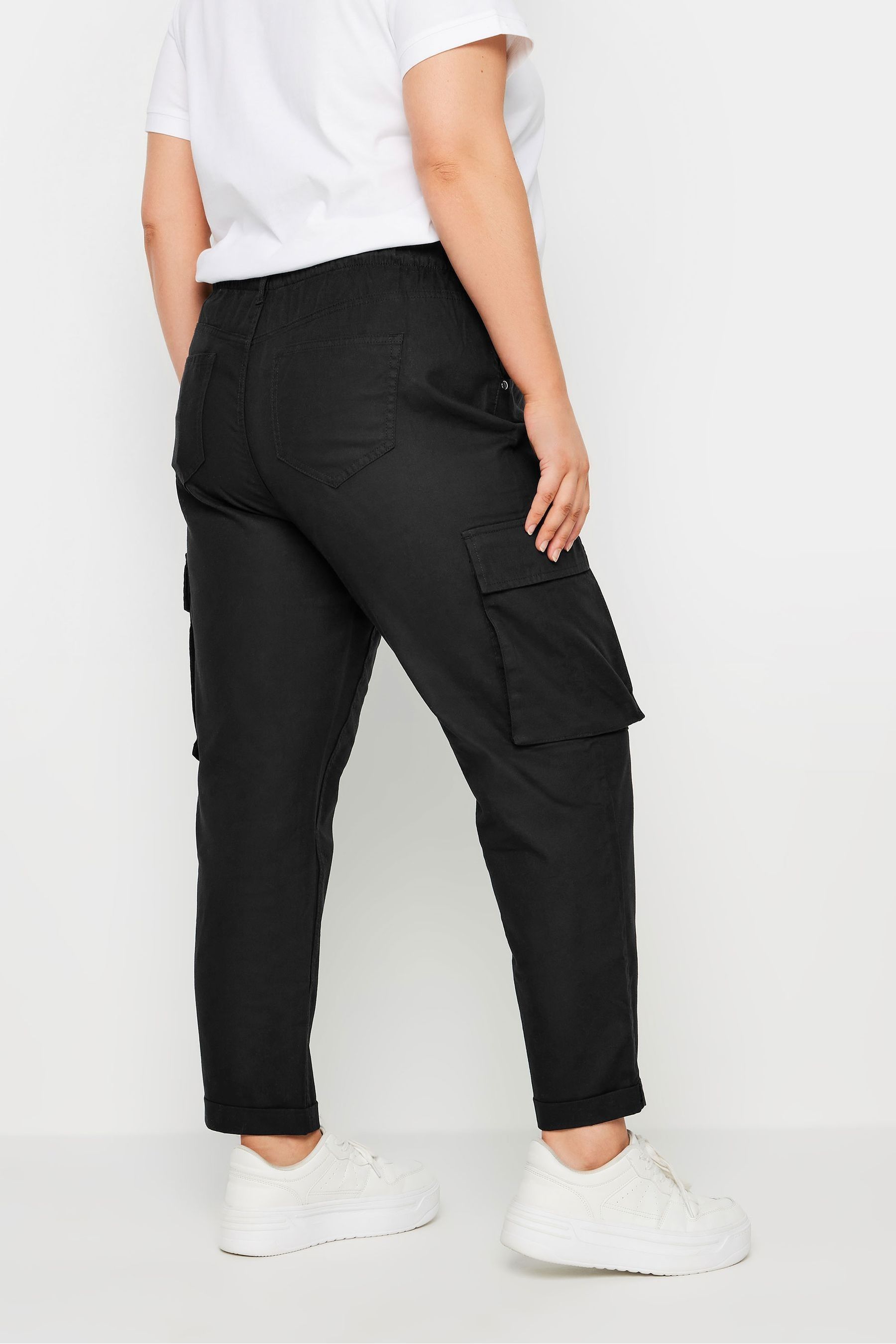 Buy Yours Curve Black Paperbag Utility 100 Cotton Trousers from Next Luxembourg
