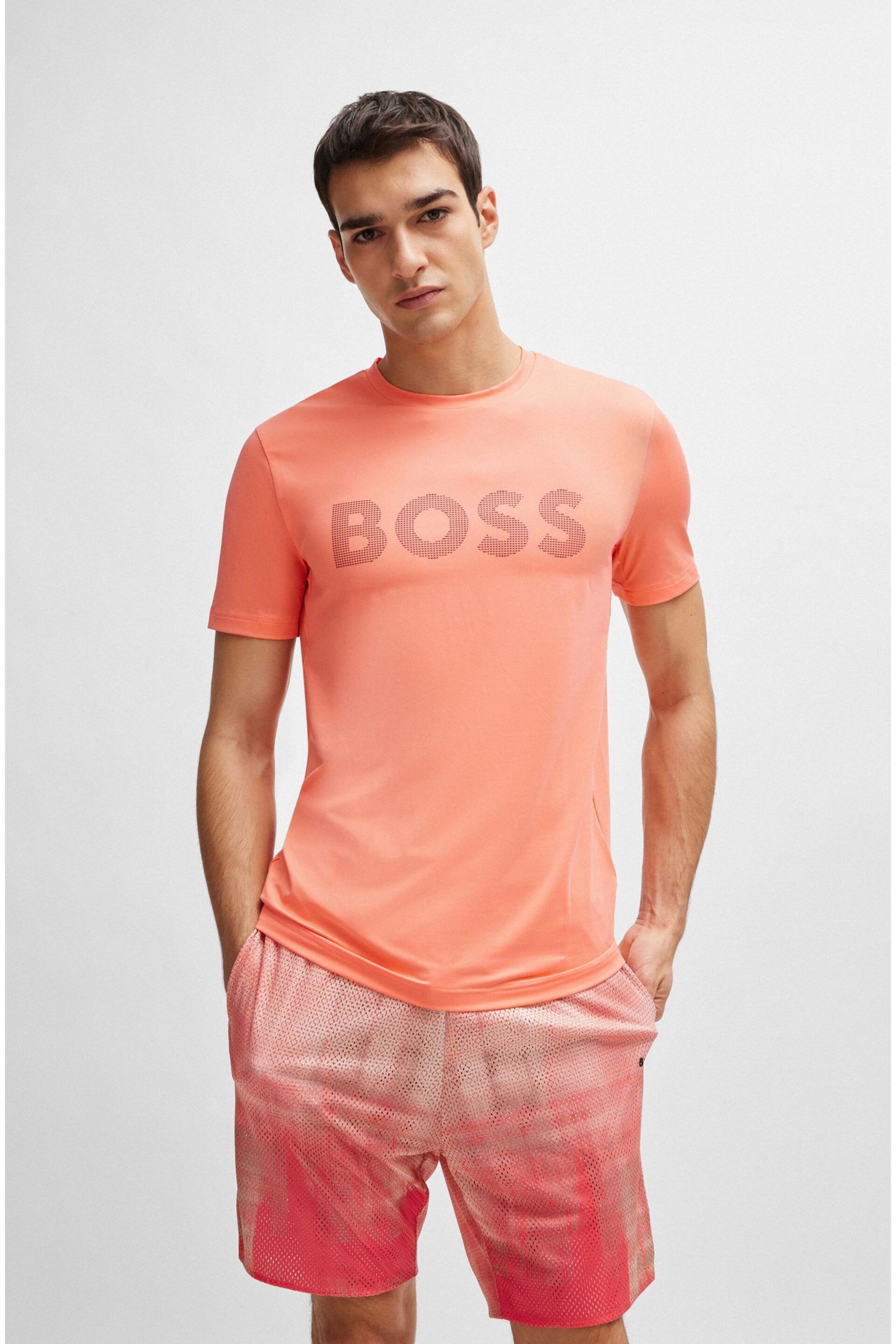 BOSS Orange Tonal Large Chest Logo Performance-Stretch T-Shirt - Image 2 of 3