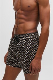 BOSS Black Monogram Print Lined Quick-Dry Swim Shorts - Image 3 of 4