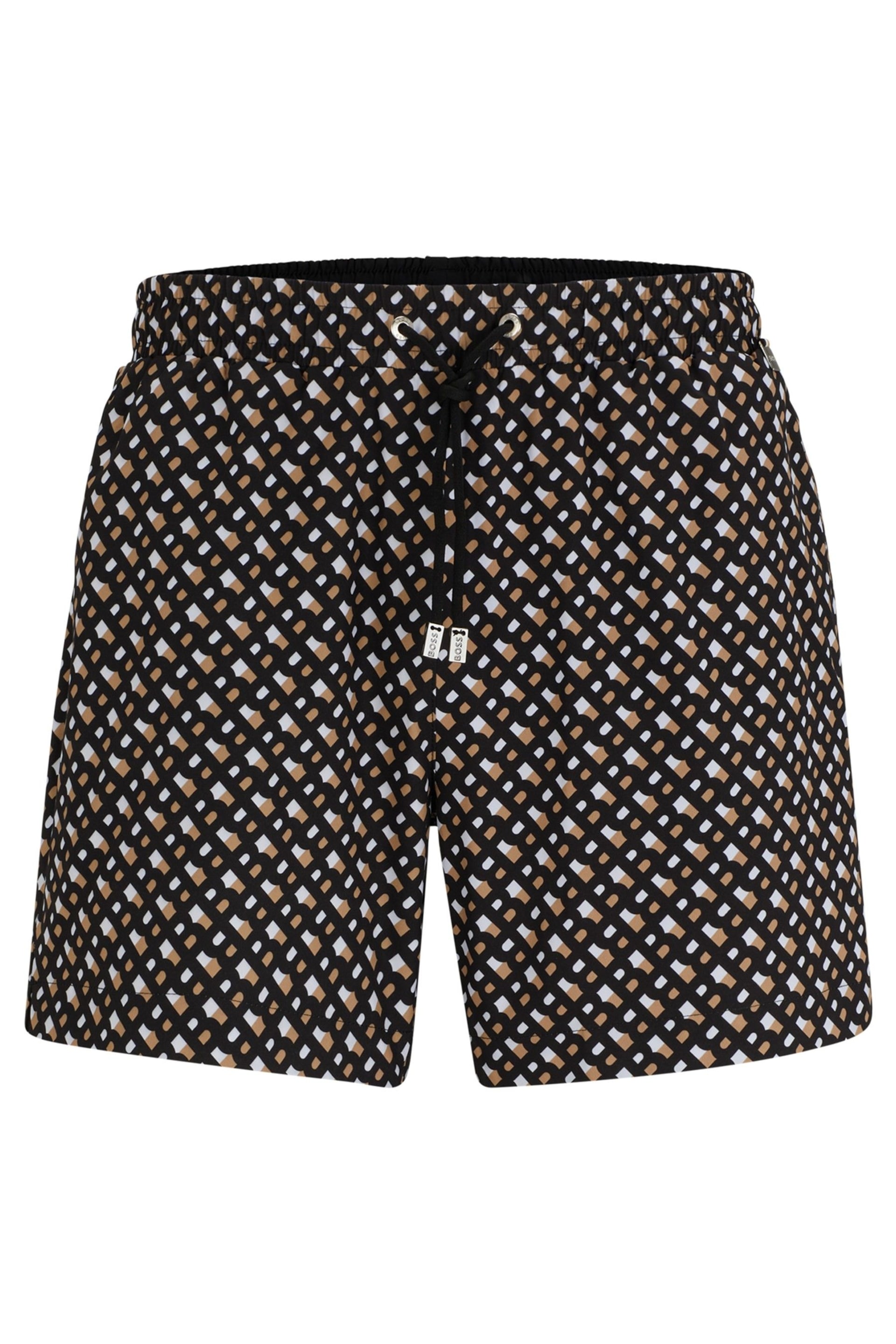 BOSS Black Monogram Print Lined Quick-Dry Swim Shorts - Image 4 of 4