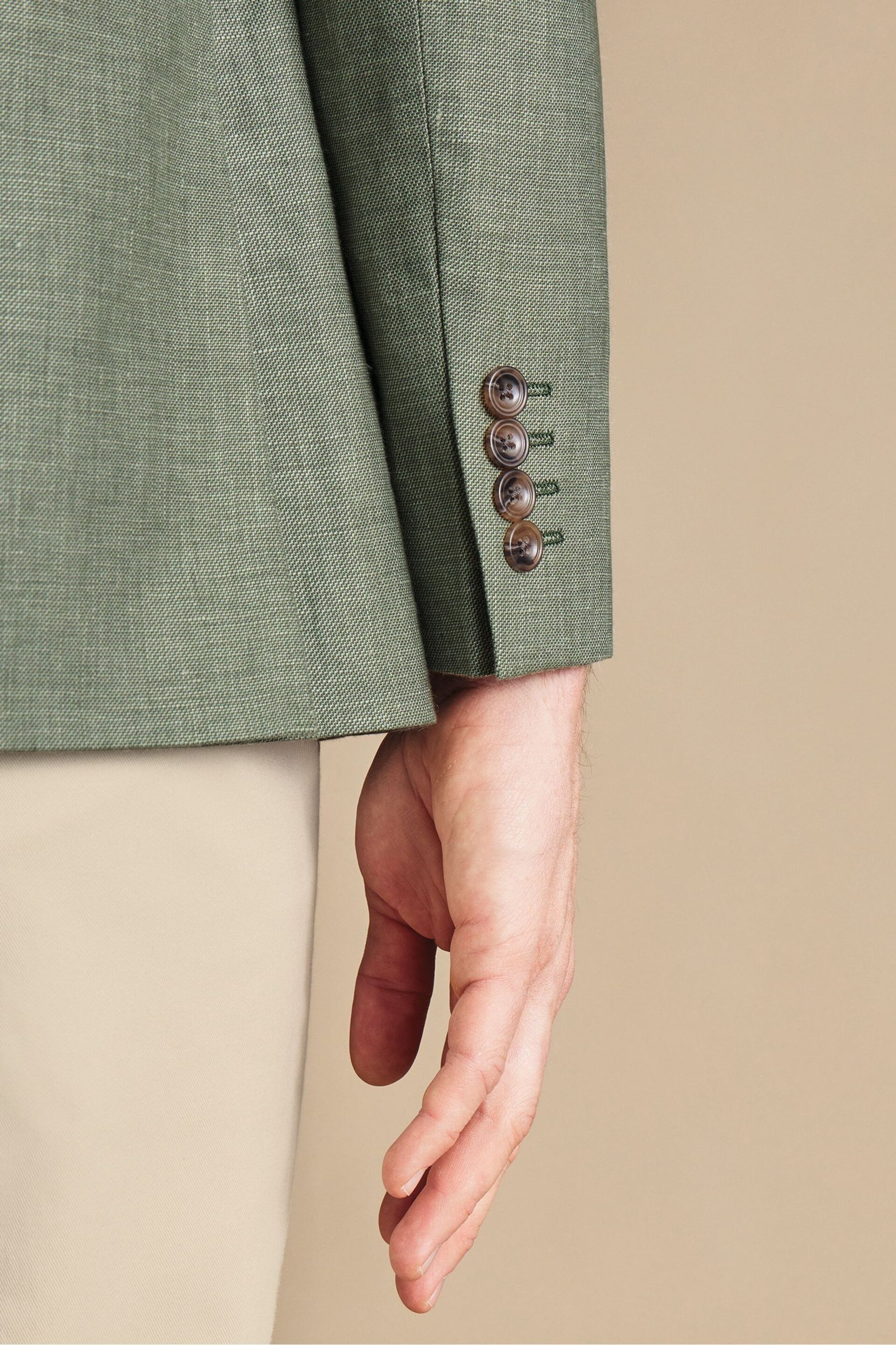 Charles Tyrwhitt Green Slim Fit Updated Linen Cotton Jacket - Image 4 of 5