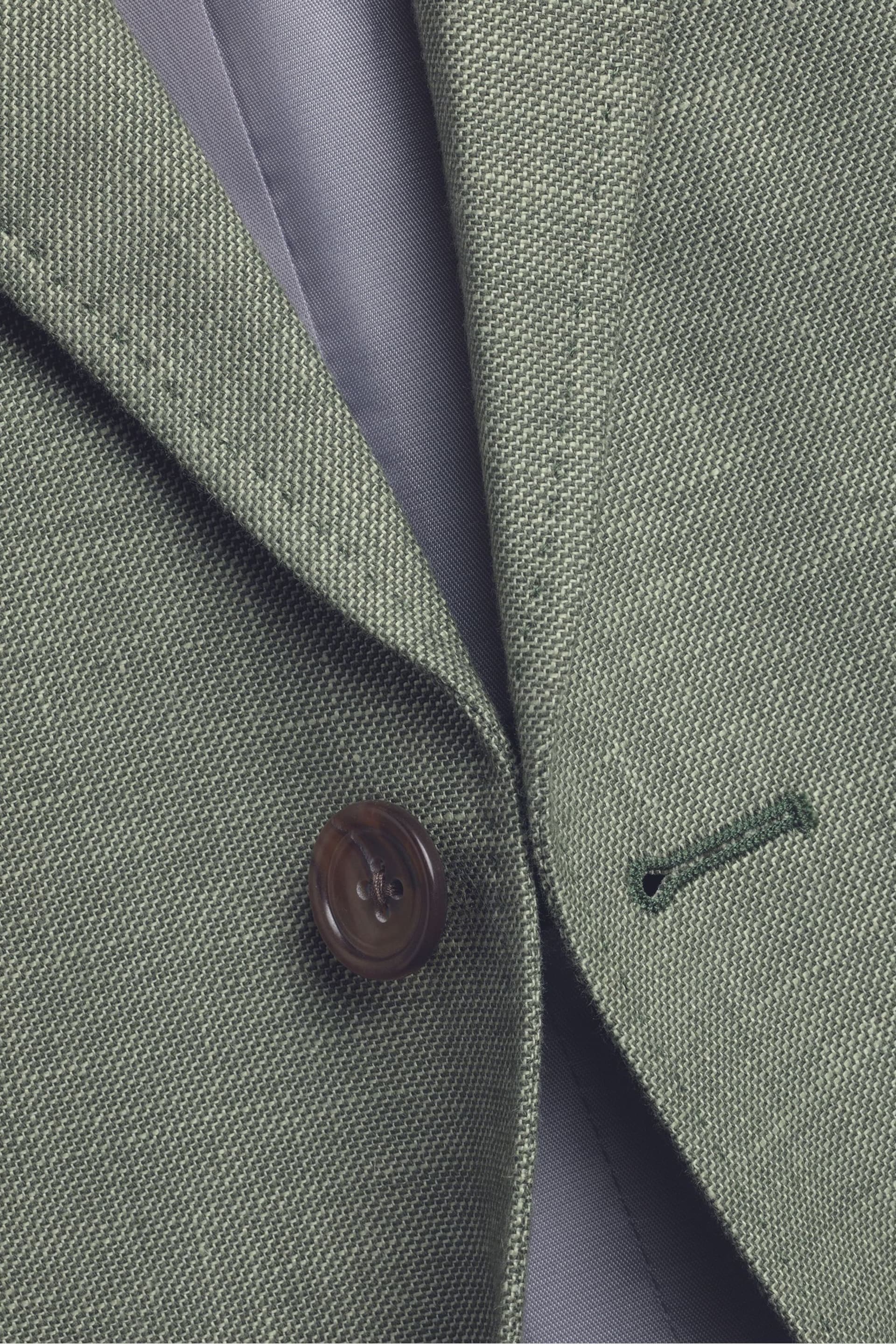 Charles Tyrwhitt Green Slim Fit Updated Linen Cotton Jacket - Image 5 of 5