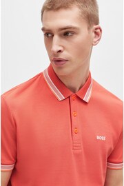 BOSS Dark Orange Cotton Polo Shirt With Contrast Logo Details - Image 1 of 5