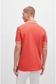 BOSS Dark Orange Cotton Polo Shirt With Contrast Logo Details - Image 3 of 5