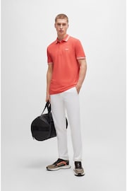 BOSS Dark Orange Cotton Polo Shirt With Contrast Logo Details - Image 4 of 5