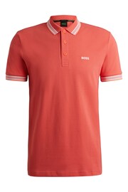 BOSS Dark Orange Cotton Polo Shirt With Contrast Logo Details - Image 5 of 5