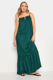 Long Tall Sally Green Maxi Halter Ruched Neck Dress - Image 1 of 5