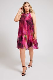 Yours Curve Tropical Print Halter Neck Dress - Image 3 of 5