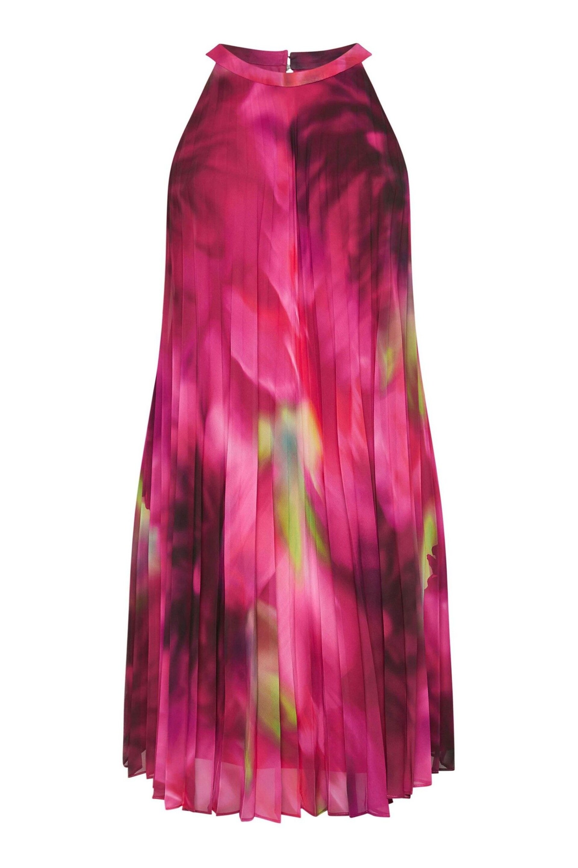 Yours Curve Pink Tropical Print Halter Neck Dress - Image 5 of 5