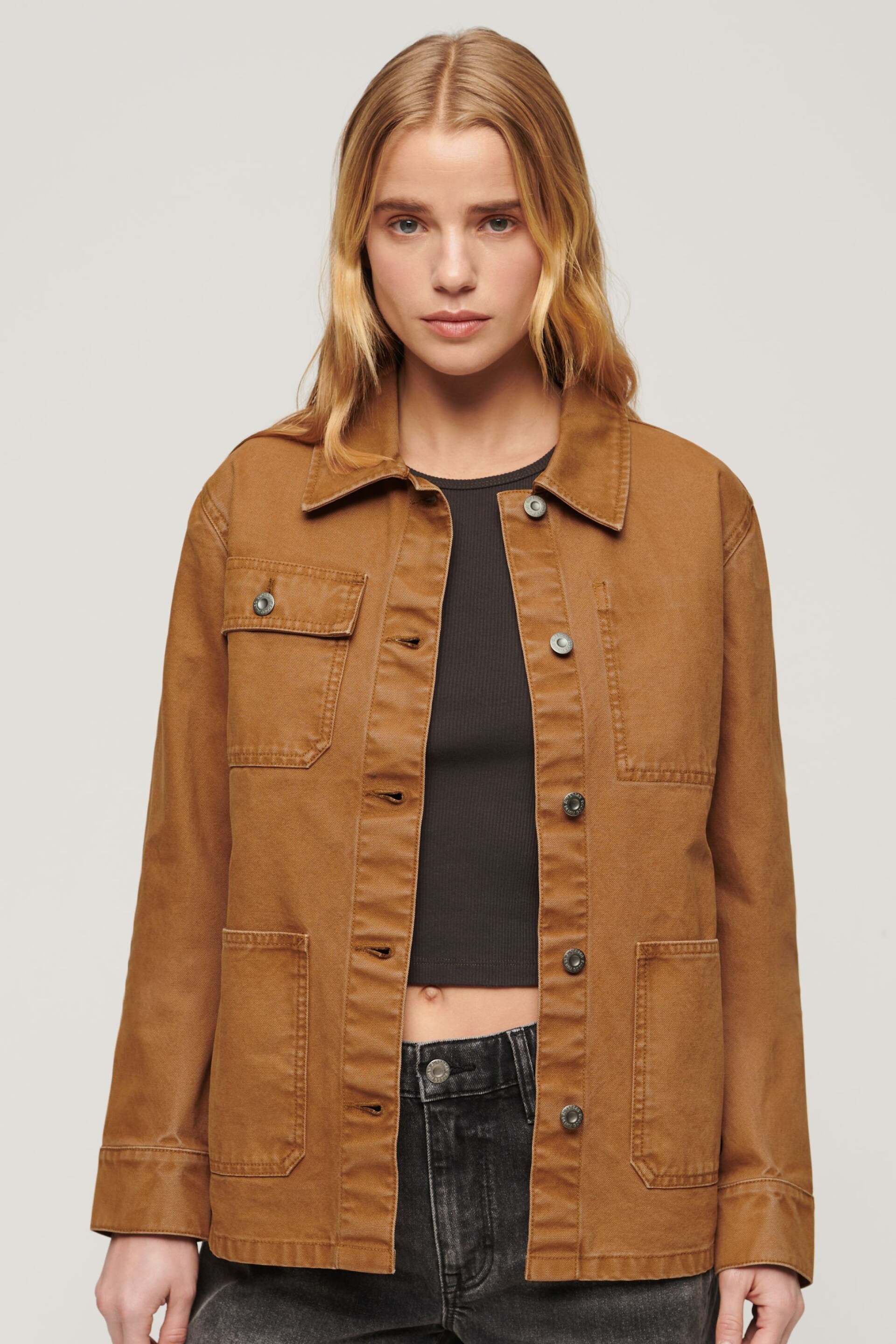 SUPERDRY Brown SUPERDRY Canvas Chore Jacket - Image 1 of 6