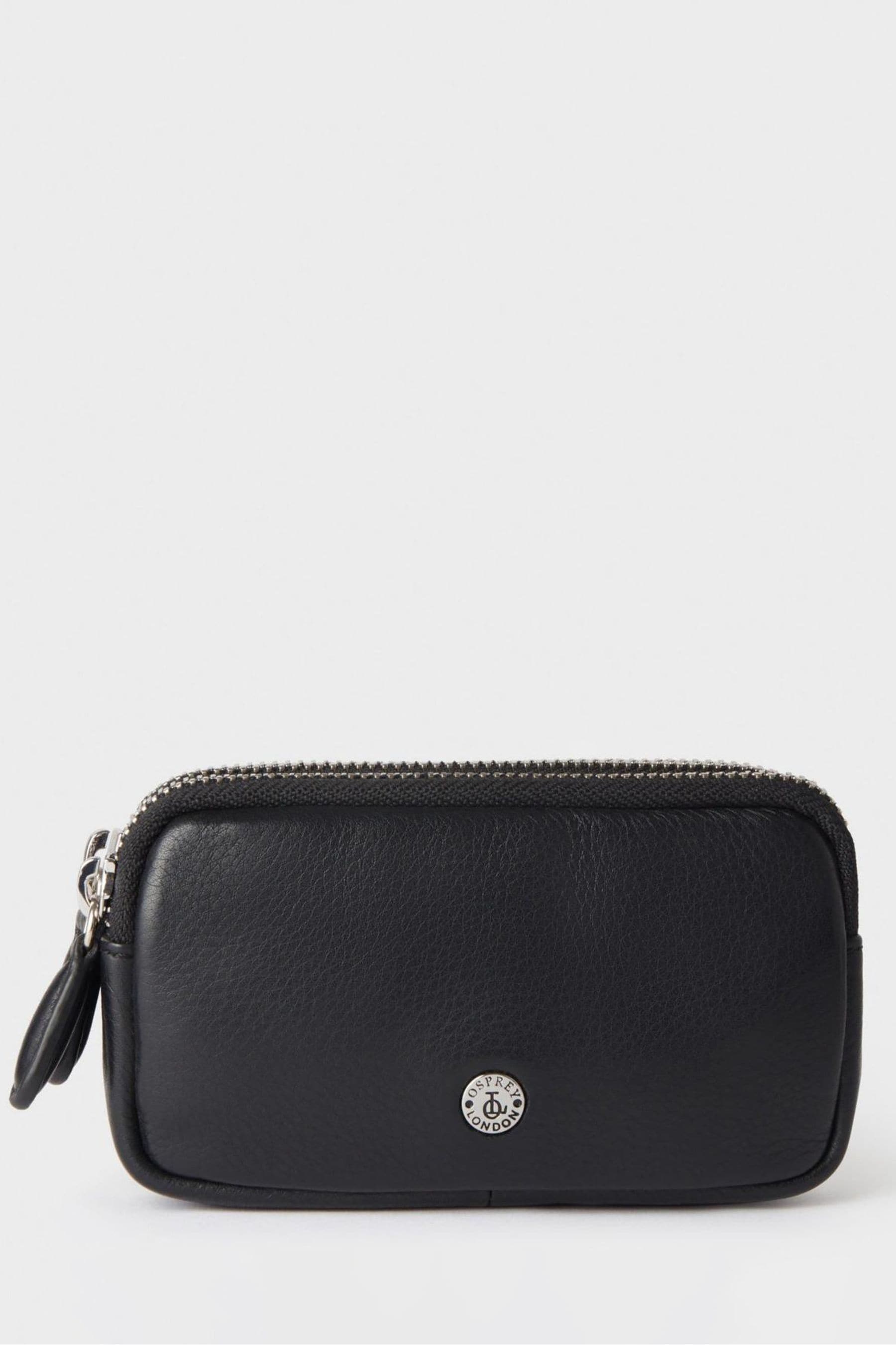 Osprey London The Double Zip Leather Black Key Holder