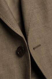 Charles Tyrwhitt Brown Slim Fit Updated Linen Cotton Jacket - Image 7 of 8