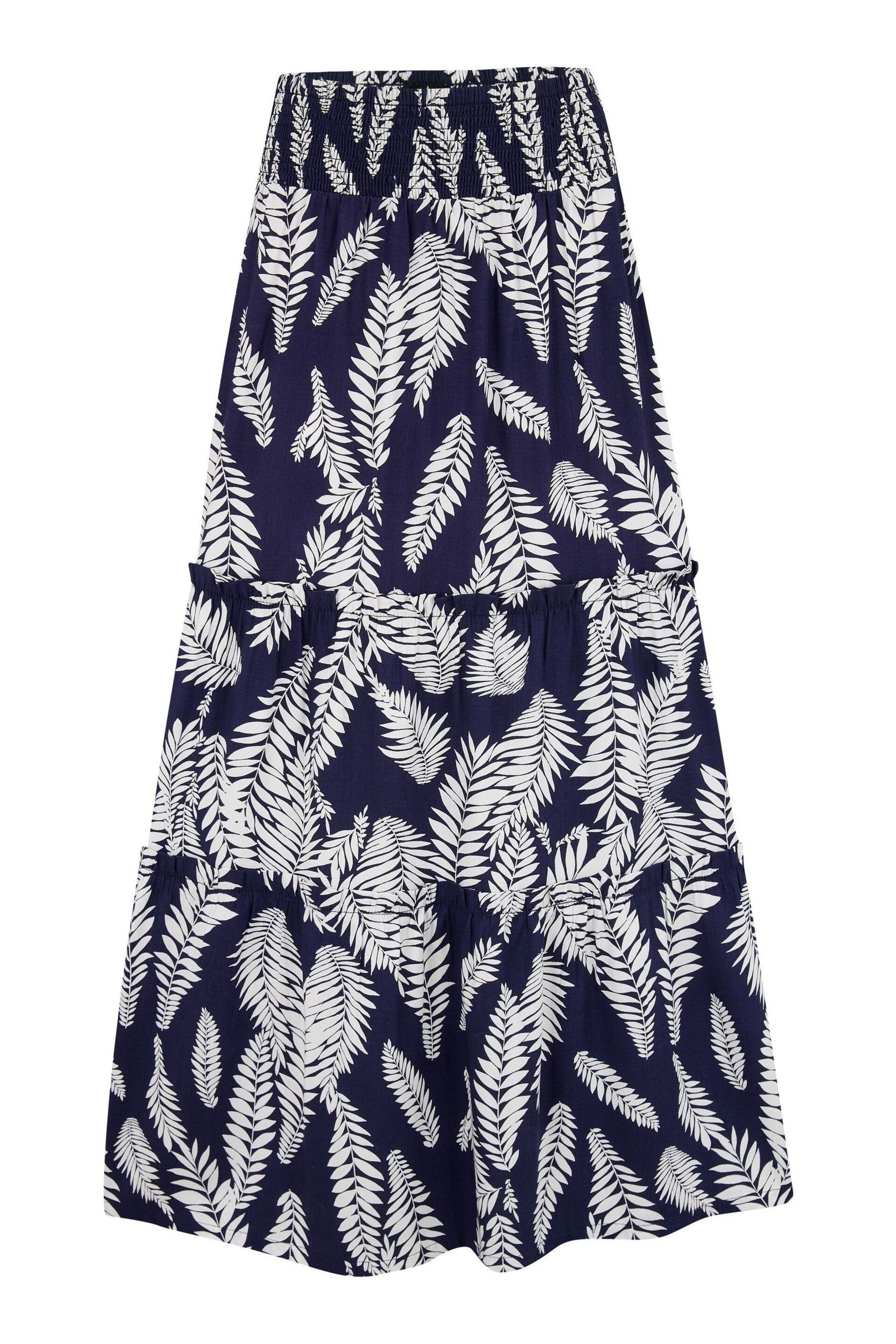 Pour Moi Blue Tahlia Woven Frill Tiered Maxi Skirt - Image 3 of 4