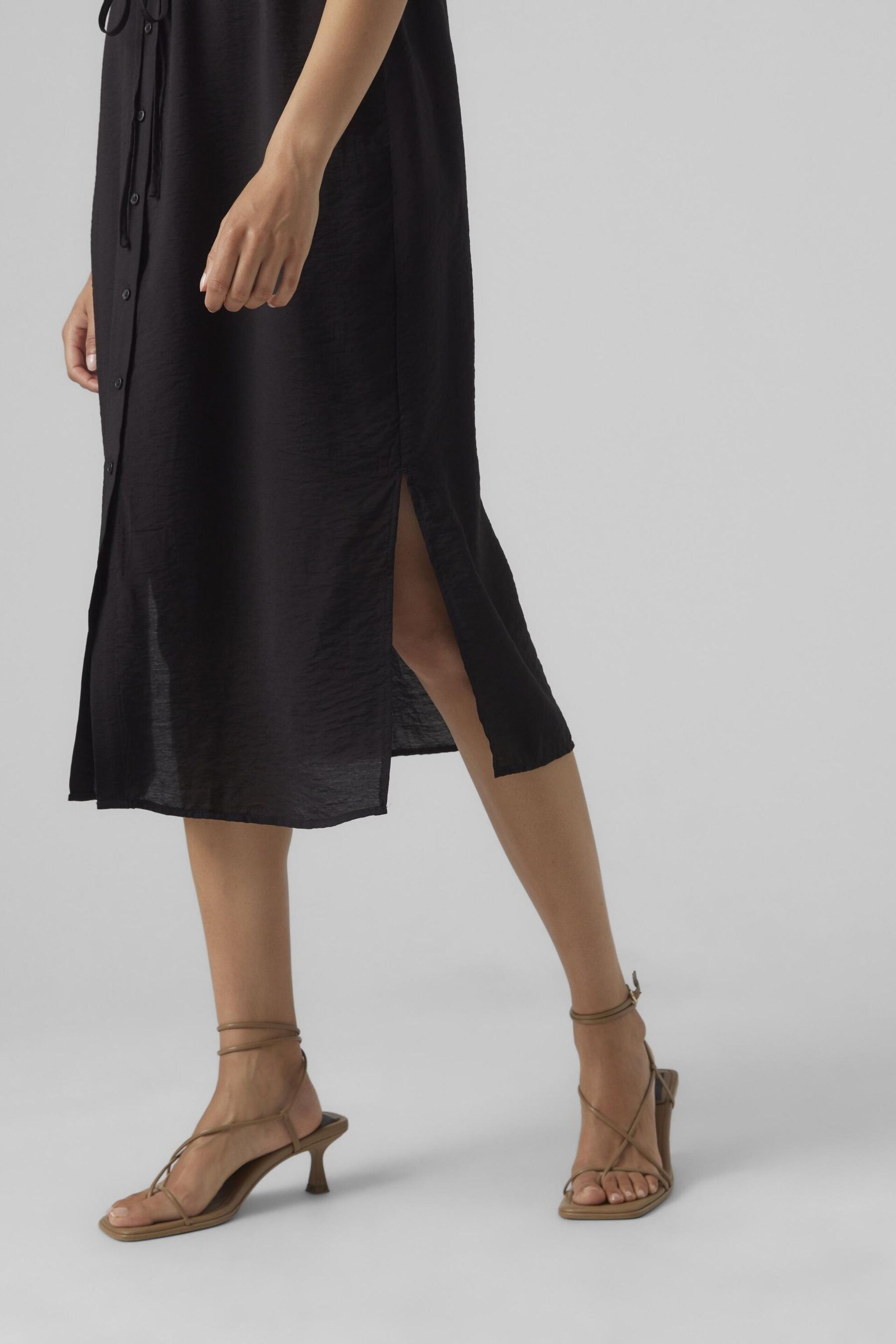 VERO MODA Black Utility Pocket Midi Shirt Dress - Image 3 of 4