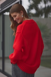 Red Premium Wool Blend Co-ord Soft Touch Knitted Jumper - Image 4 of 7