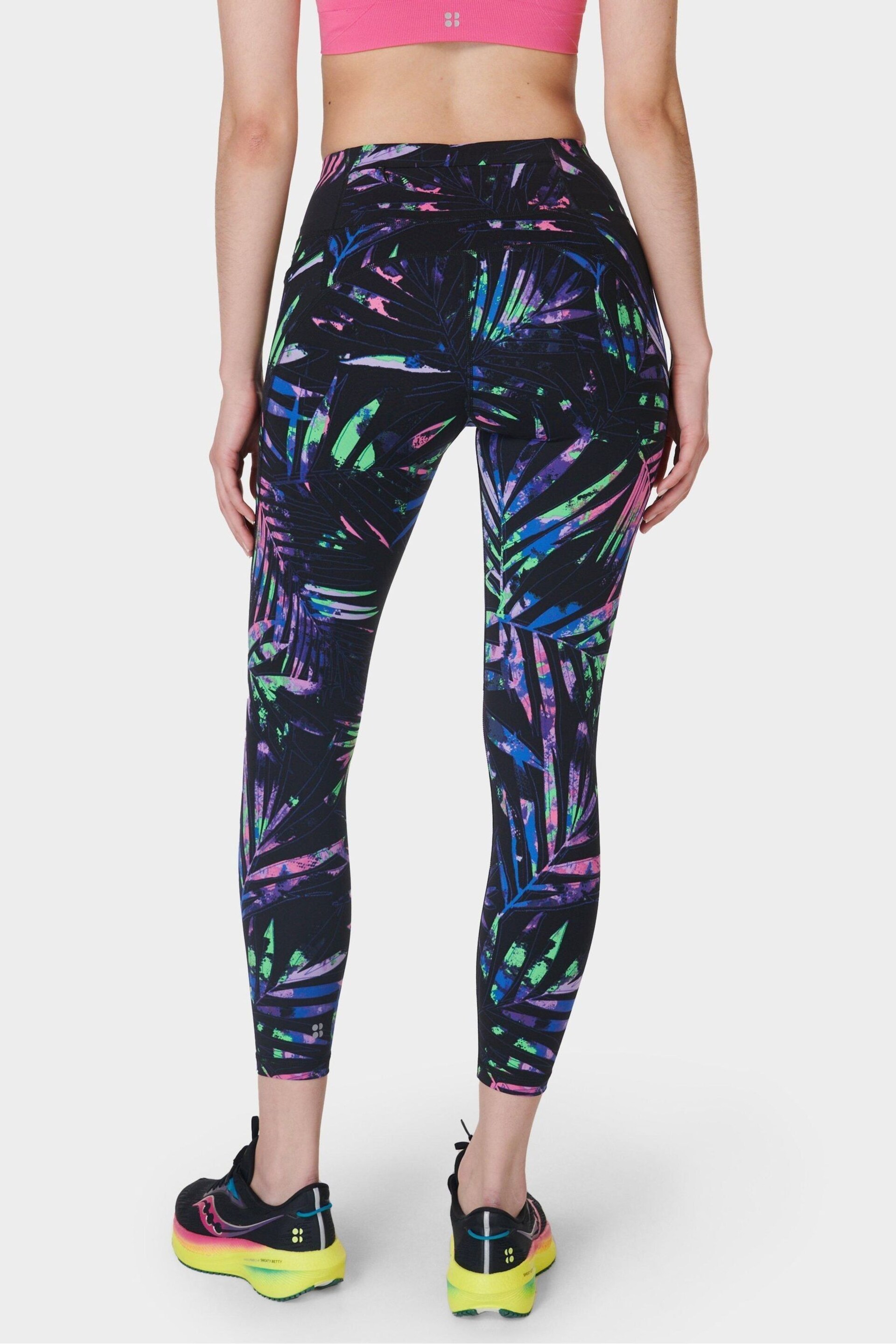 Sweaty Betty Black Paradise Palms Print Full Length Power Workout Leggings - Image 2 of 9