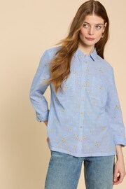 White Stuff Blue Sophie Heart Embroidered Shirt - Image 1 of 7