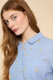 White Stuff Blue Sophie Heart Embroidered Shirt - Image 4 of 7