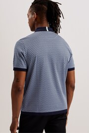 Ted Baker Blue Skelt Short Sleeve Regular Jacquard Polo Shirt - Image 4 of 6