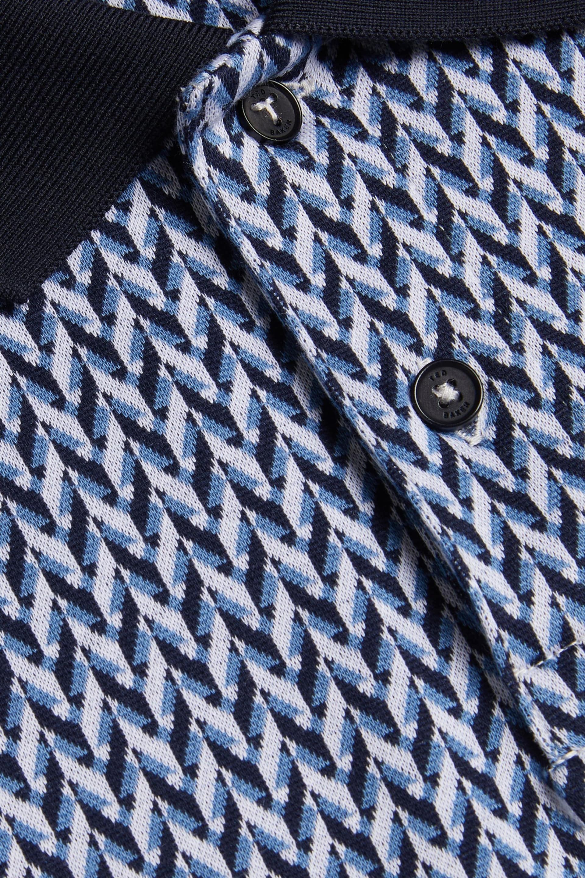 Ted Baker Blue Skelt Short Sleeve Regular Jacquard Polo Shirt - Image 5 of 6