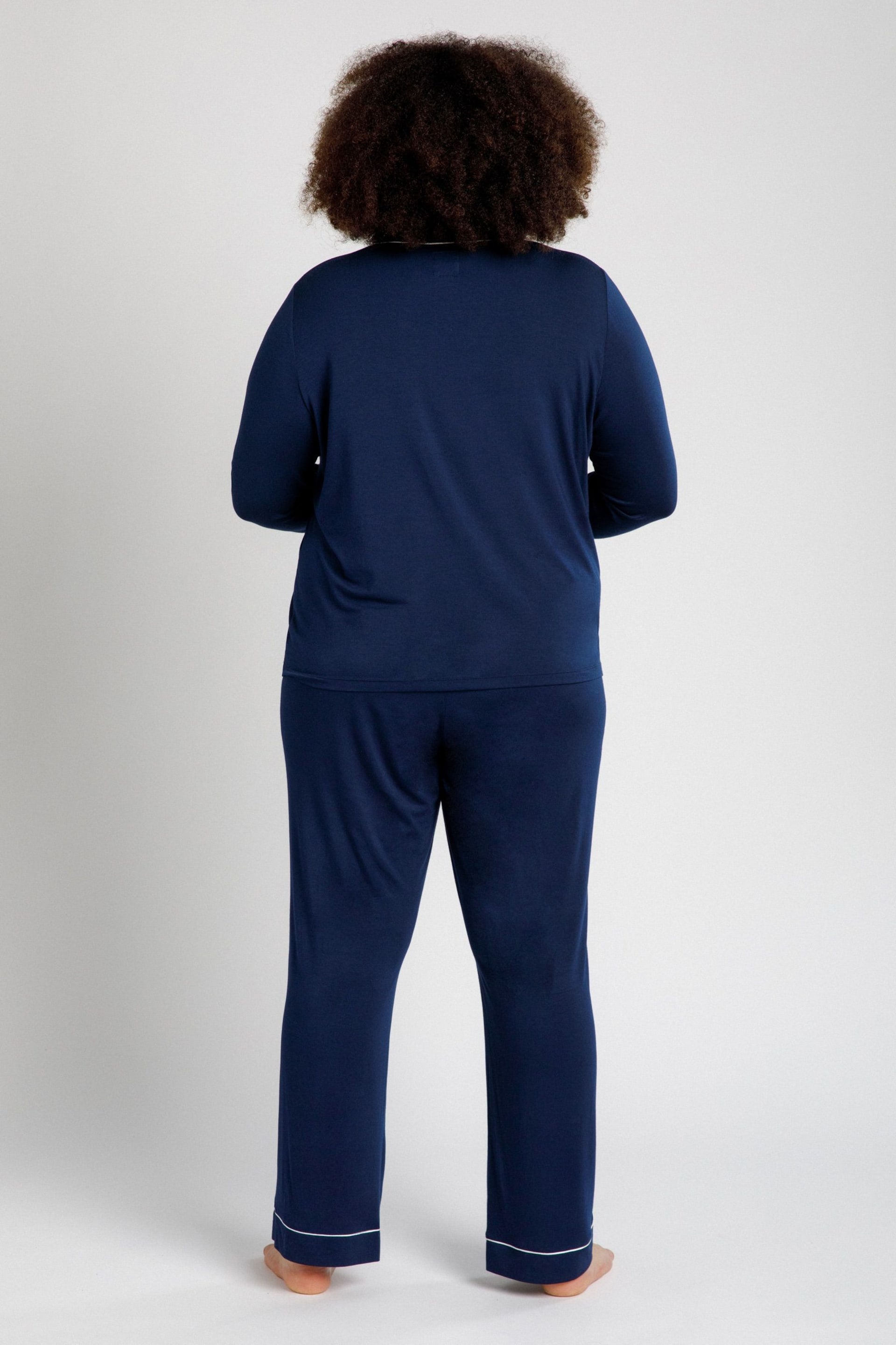 Chelsea Peers Blue Curve Modal Button Up Pyjama Set - Image 5 of 5