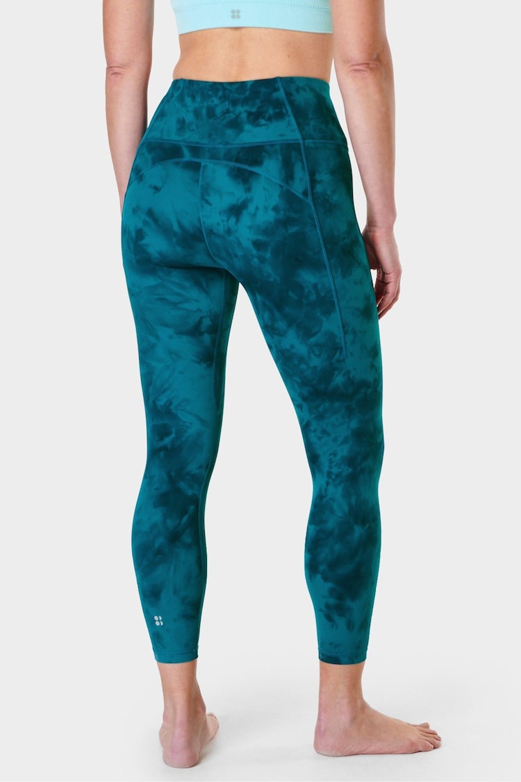 Sweaty Betty Reef Teal Blue Spray Dye 7/8 Length Super Soft Yoga Leggings - Image 2 of 8