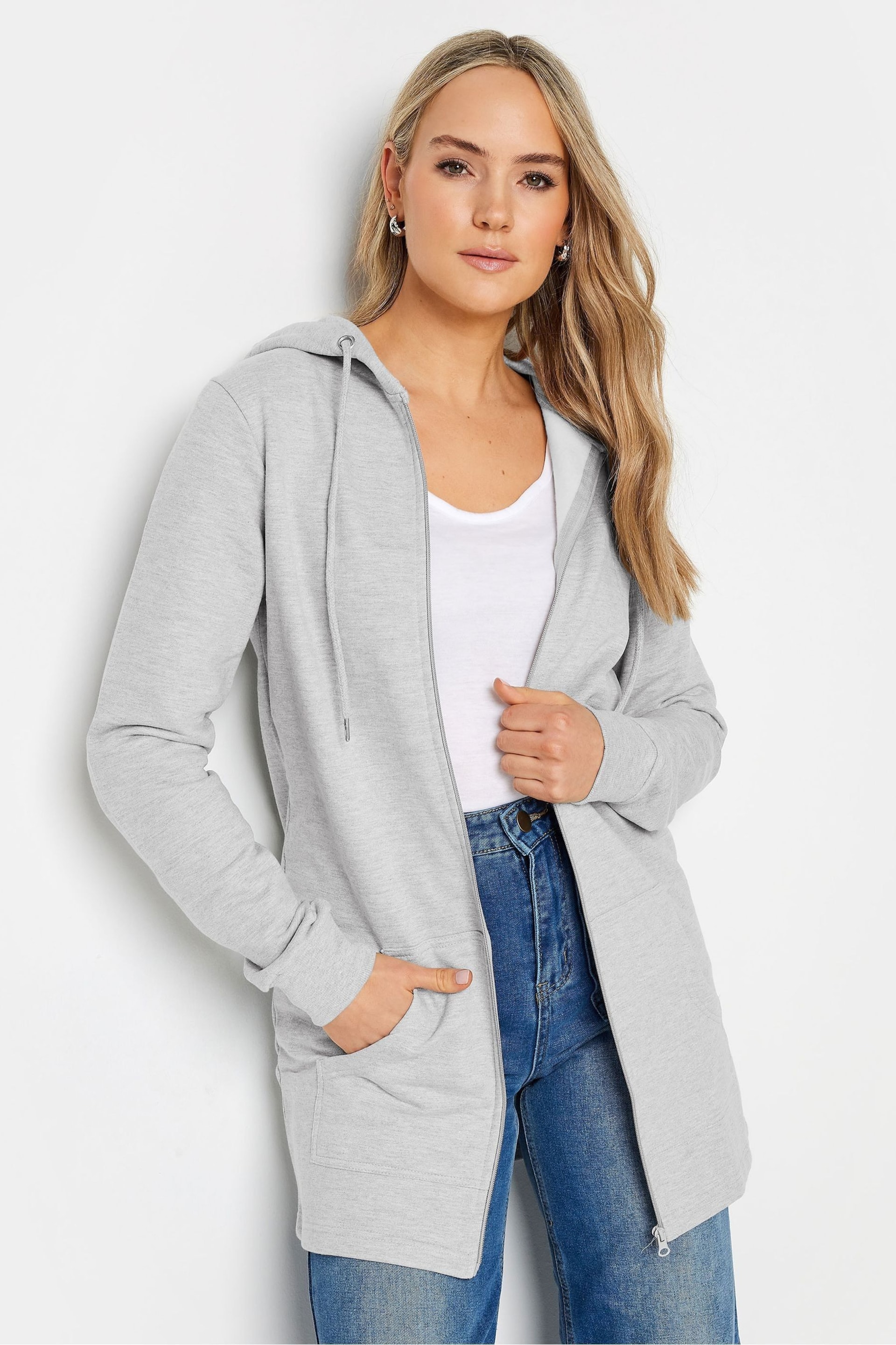 Long Tall Sally Grey Longline Hoodie - Image 1 of 4