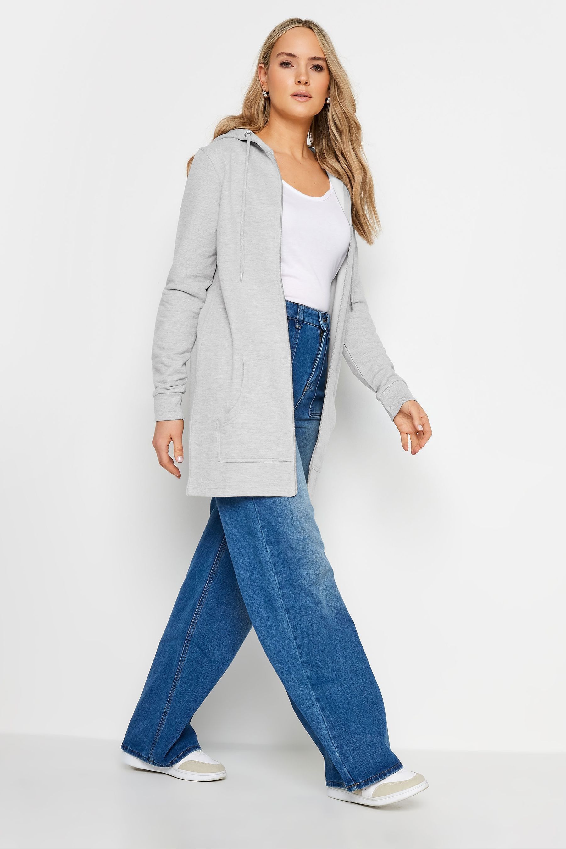 Buy Long Tall Sally Grey 100 Cotton Longline Hoodie from Next Gibraltar